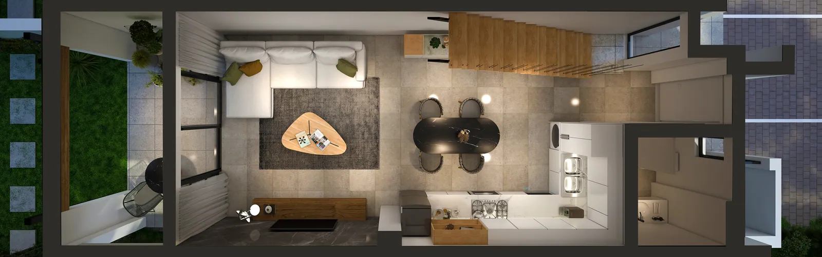 3D rendered ground floor layout